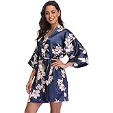 season dressing Women Floral Robes Bridesmaids Short Satin Kimono Sleepwear for Wedding Party