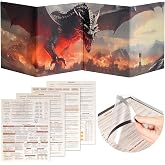 Grajar DND Customizable DM Screen 5e with 4 Panels for US Letter Paper, Large Opening Magnetic Pockets with Wet-Erase Function, Included D&amp;D Master Screen Inserts