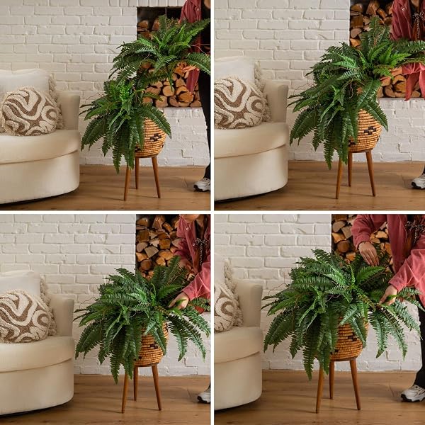 NEARLY NATURAL 40IN HANGING ARTIFICIAL BOSTON FERN PLANT SET OF 2 – REALISTIC FAUX GREENERY FOR INDOOR HOME, OFFICE, AND BATHROOM DECOR