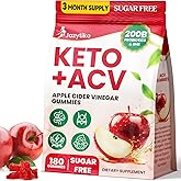 Apple Cider Vinegar Gummies, Advanced ACV Gummy with Probiotics, BHB, B12 and Keto Support - Keto Acv Gummies for Detox, Metabolism, Digestion, Gut & Immune Health - Sugar Free, Vegan, 180 Counts