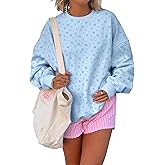 BAIGRAM Women Oversized Crew Neck Snowflake Ditsy Floral Sweatshirt Comfy Fleece Pullover Y2K Aesthetic 2025 Fall Clothes