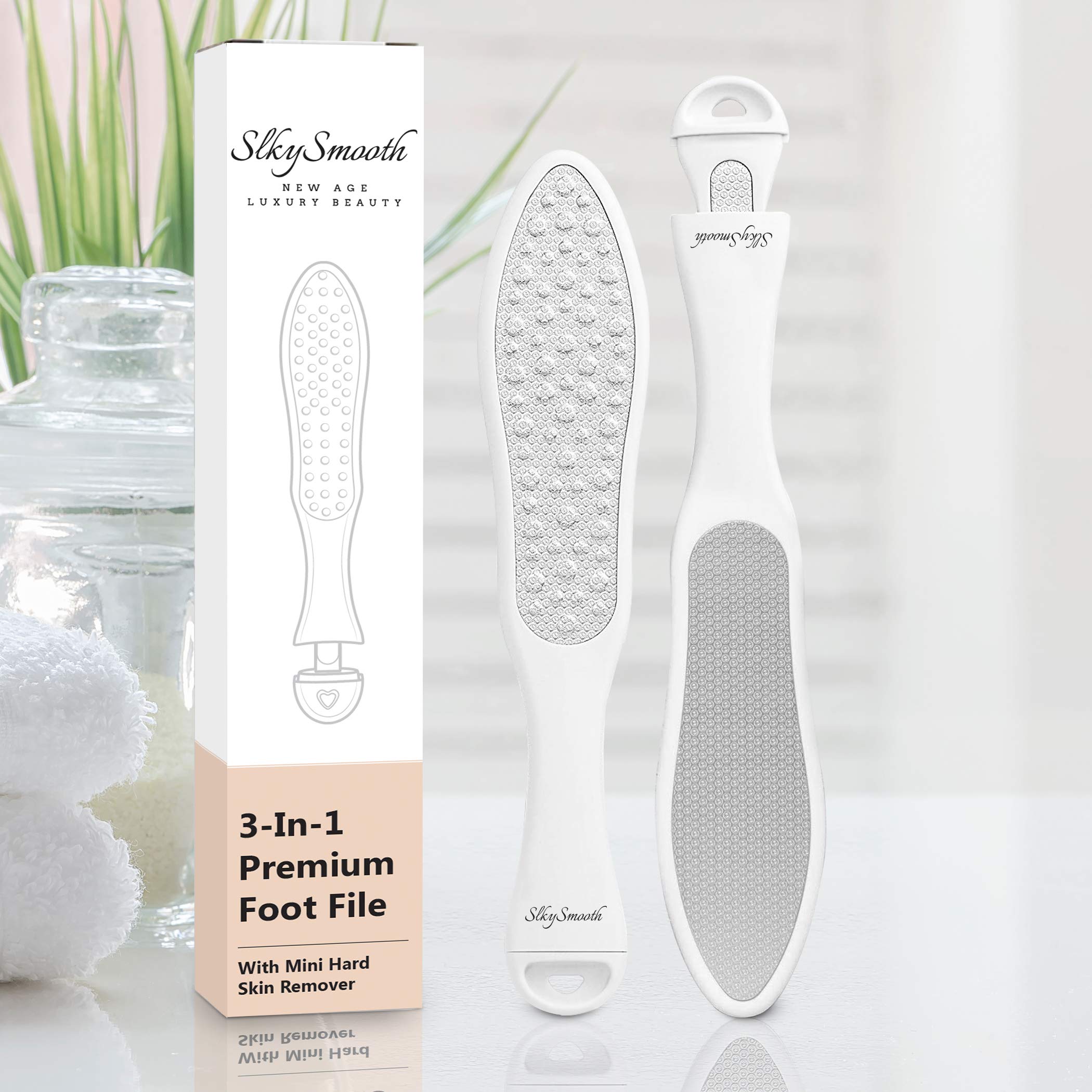 SlkySmooth 3-in-1 Foot File | Hard Dead Skin Remover | Pedicure Scraper for Cracked Heels, Calluses & Corn Removal | Pumice Stone Exfoliator