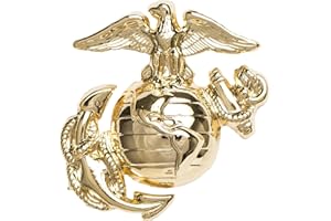 Marlow White USMC Dress Cap Device - Gold Metal Cap Cover with Hook and Loop Closure