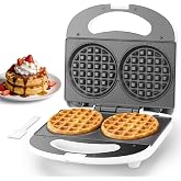 SugarWhisk Double Mini Waffle Maker Machine, Chaffle Maker, Waflera Electrica, Small Waffle Iron for Waffles, Keto Chaffles, Hash Browns, Cookies, 4 Inch