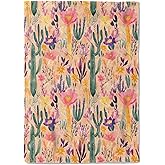 coedoaes Cactus and Desert Flower Fleece Blanket - 50x60in Colorful Cacti and Floral Throw Blankets,Soft Cozy Lightweight, Ideal for Living Room Home Farmhouse Decor and Kids Women Girls Spring Gifts
