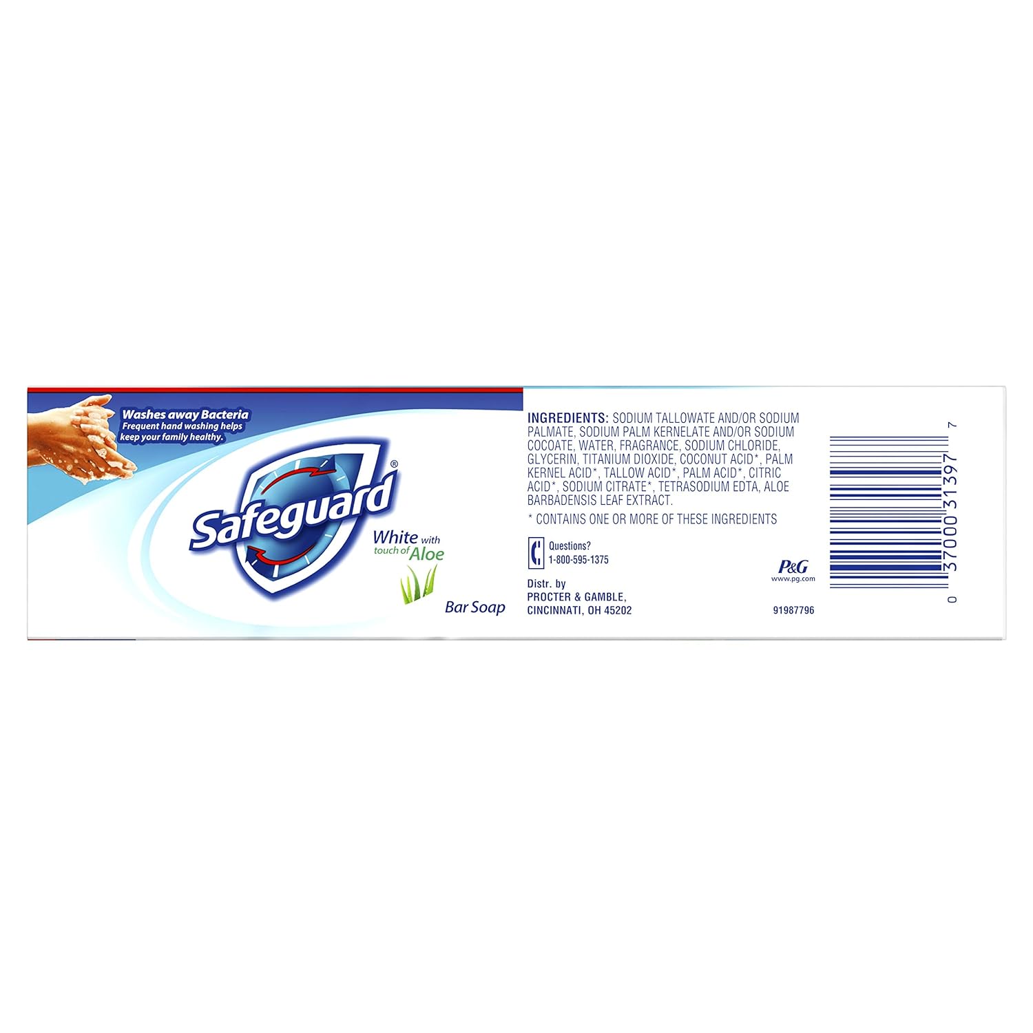Safeguard Deodorant Bar Soap, Washes Away Bacteria, White with Touch of Aloe, 8 Bars, (Pack of 6, total of 48 Bars) : Beauty