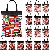 Yaomiao 18 Pcs International Flag Tote Bags 15" X 17" Nonwoven | World Nations Design, Multicultural Soccer Party Favors, Sports Events Celebration, Geography Traveler Gift Supplies