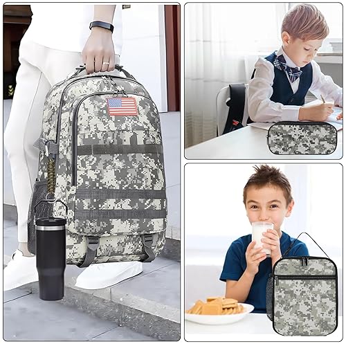School Backpack for Boys 4pcs Camo Boys Backpack with Lunch Box