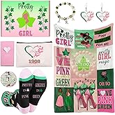 Farmansion AKA Gifts for Women, 7pcs Gift Set for AKA Lovers, Pink and Green Throw Blanket, Sisterhood Present with Novelty Socks,Make Up Bag,Bracelets,Earrings,Stickers