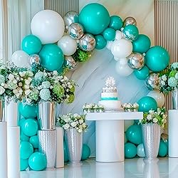 RUBFAC 129pcs Teal Blue Balloons Different Sizes 18
