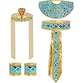 SUMERSHA 5pcs Egyptian Costume Accessories Women's Egyptian Snake Beaded Headpiece Collar Belt and Wristbands Halloween Costume Cosplay Accessory