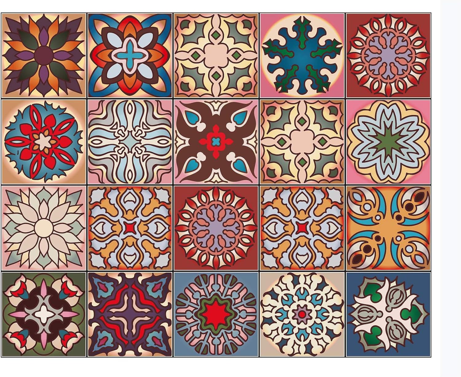 Baffect Wall Tile Transfers Stickers,Moroccan Tiles Pattern Wall Tile