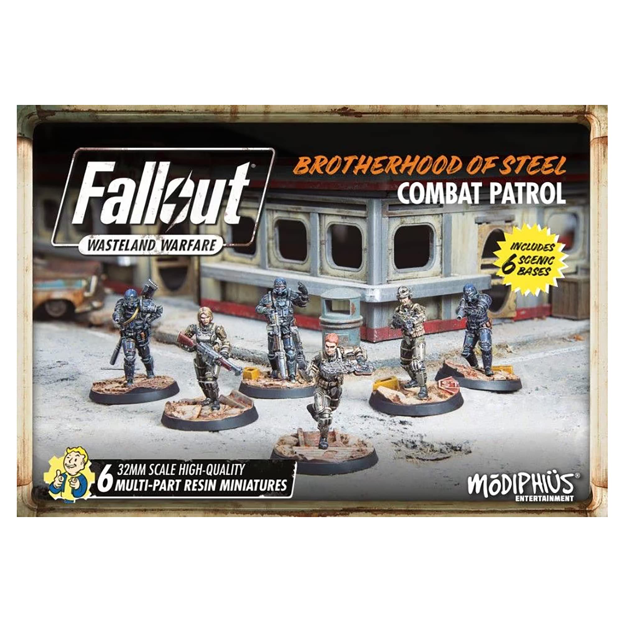 Flat River Group Fallout Wasteland Warfare: Brotherhood of Steel - Combat Patrol - 6 Miniature, Unpainted, 32mm Figure, RPG