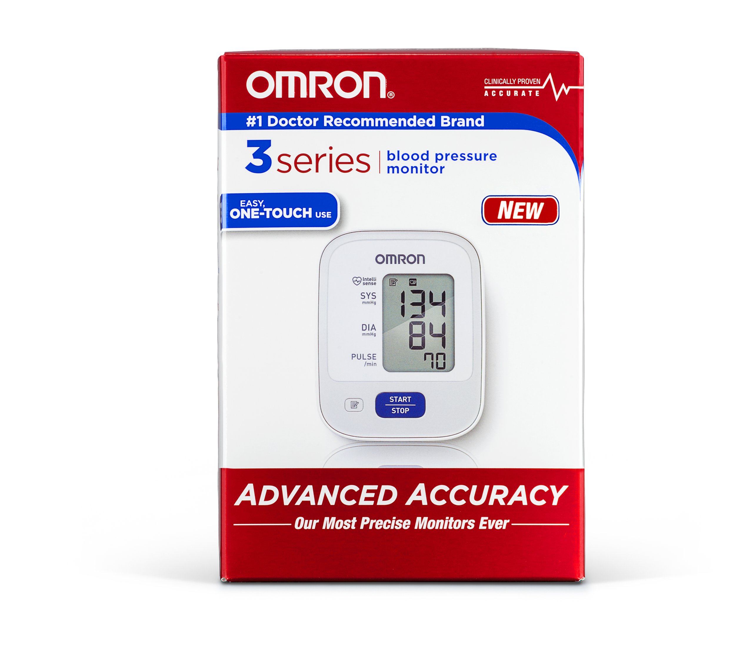 Omron 3 Series Upper Arm Blood Pressure Monitor; 14-Reading Memory, Soft Wide-Range Cuff, 1 Dr. Recommended by Omron