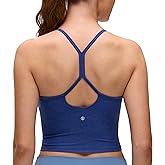 CRZ YOGA Cut-Out Y Back Crop Tank Tops for Women - Scoop Neck Spaghetti Strap Racerback Yoga Longline Sports Bra Non Padded