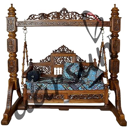 Aarsun Woods Handcrafted Wooden Swings/Jhoola for Garden and Indoors (Multicolour, Full)
