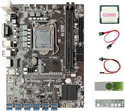 Oikabio B250C BTC Motherboard LGA1151 DDR4+G3900 CPU+64G USB+12x USB3.0 for ETH