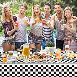 2 Pack Black and White Gingham Tablecloth