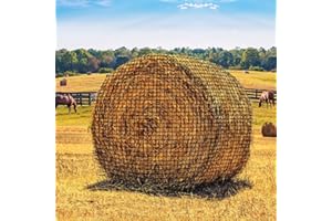 B BLOOMOAK Bloomoak Large Round Bale Hay Net for Horses, 5 * 5 Feet Knotless Design Slow Feed Hay Net Feeder for Livestocks, with 1.5" Hole/2.5" Hole (1.5" Hole for Slow Feed)