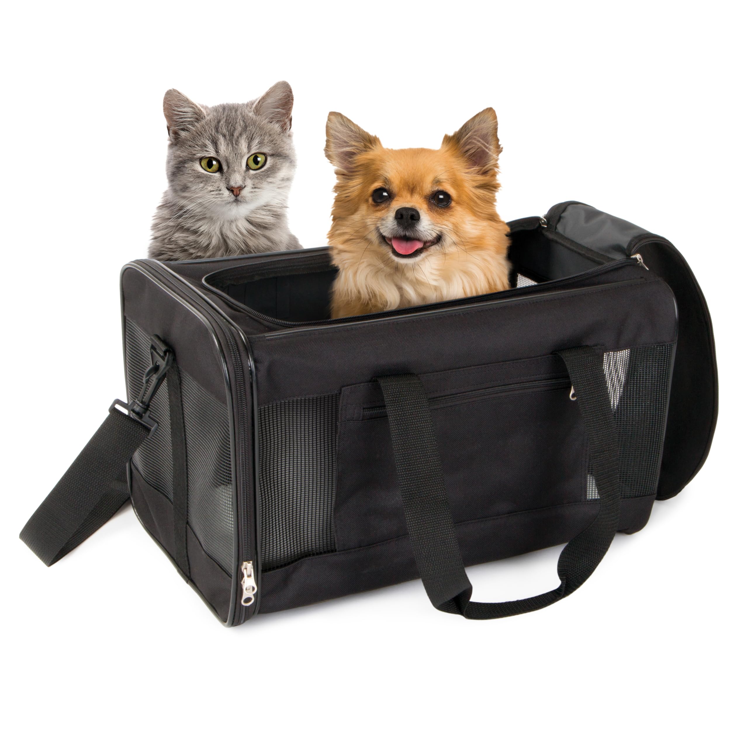 TrustyPup Easy Explorer Travel Pet Carrier, Airline Approved & Guaranteed On Board - Black, Medium