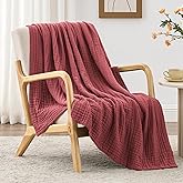 Love's cabin 6 Layer 100% Cotton Muslin Blanket, 60"x80" Twin Muslin Blanket for Couch Bed, Lightweight and Breathable Cotton Gauze for Adult, Wine Red