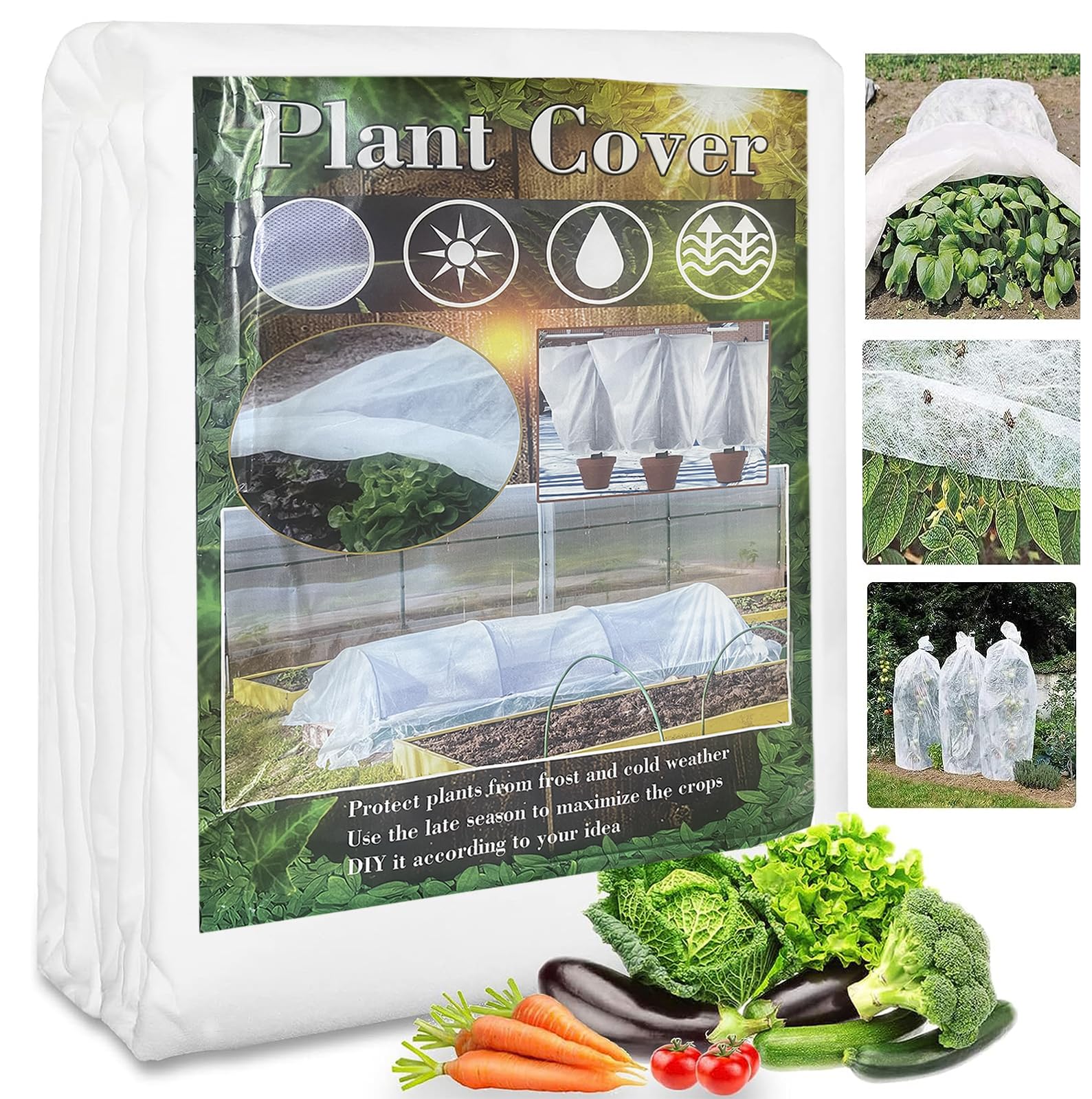 Garden Fleece Frost Protection Plant Cover 40gsm Non-Woven Fabric Horticultural Fleece Plant Blankets Antifreeze Cloth Reusable Cover for Winter Frost Cold Sun Insect Birds Protection (2.5*7.5M)