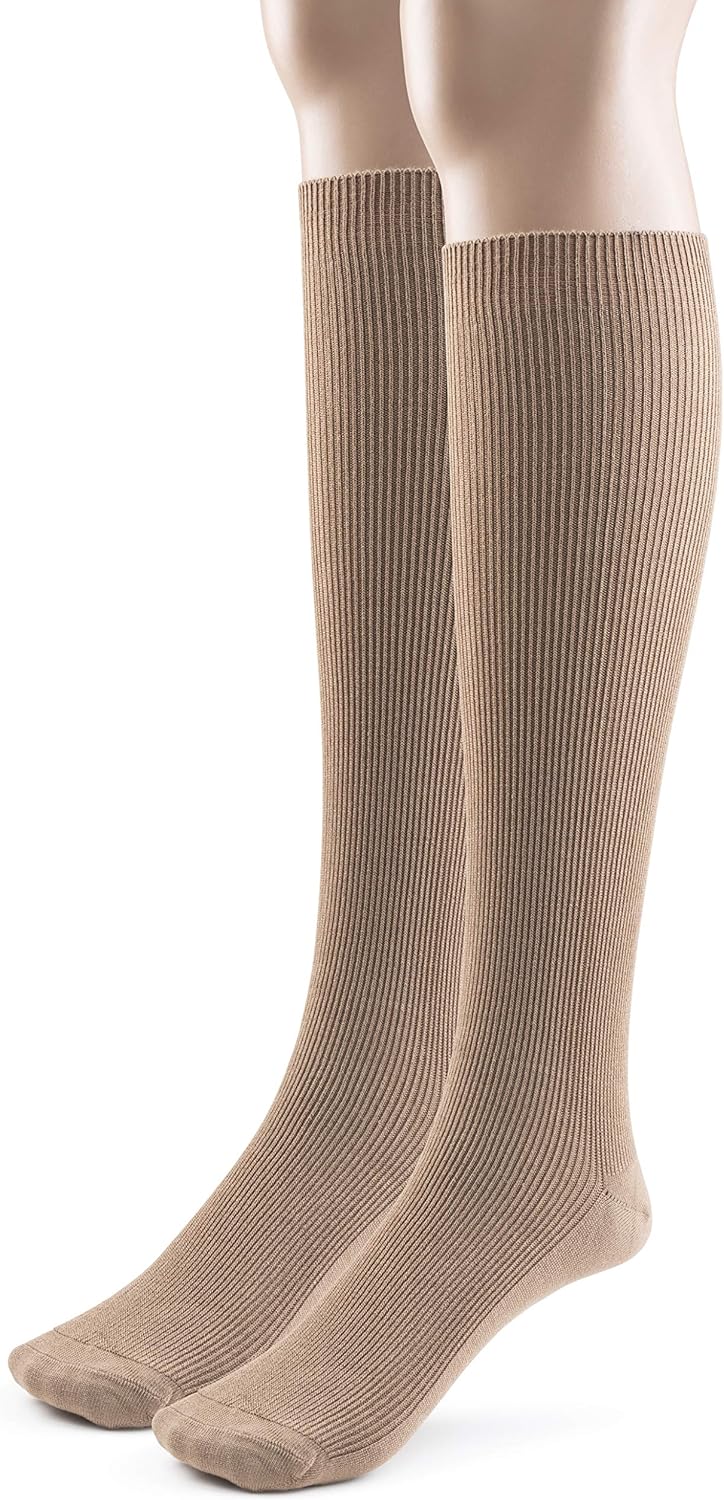 Silky Toes 124 Pk Modal Mens Knee High Socks (911, Khaki 2 Pairs