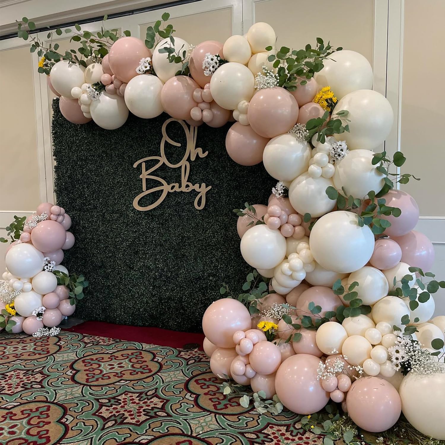 Photo 1 of 142Pcs Sand White Neutral Pink Balloon Garland Arch Kit, Nude Blush Dusty Pink Balloons for Retro Boho Wedding Baby Shower Bridal Shower Gender Reveal Anniversary Engagements Birthday Party Decoration