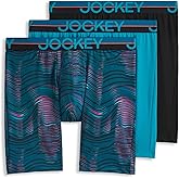 Jockey Men's Underwear Infinite Cool Microfiber Stretch 8" Long Leg Boxer Brief - 3 Pack