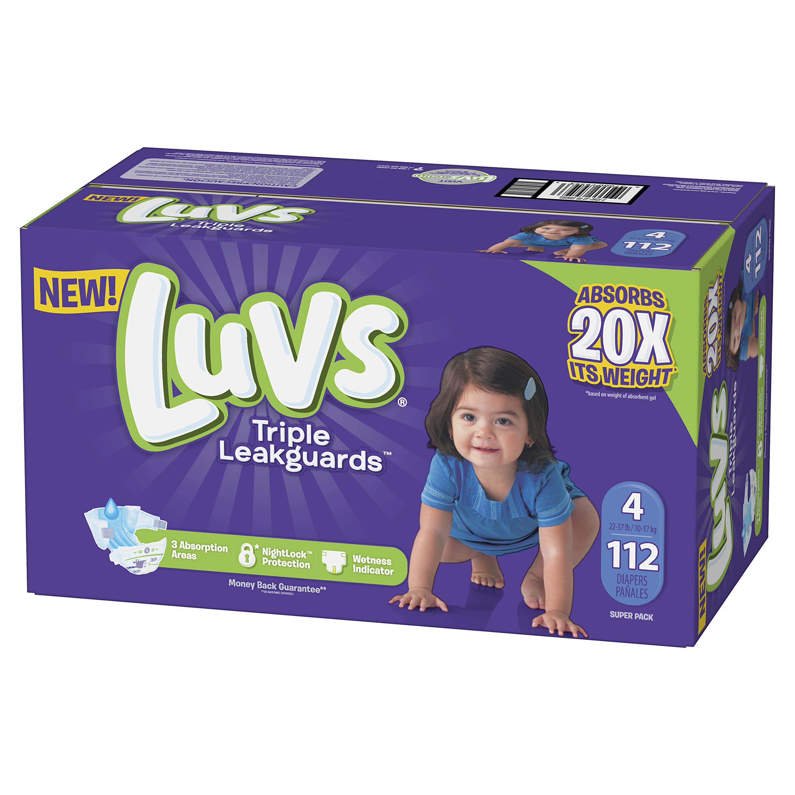 Luvs Luvs Triple leakguards Diapers Size 4 112 Count, 112 Count