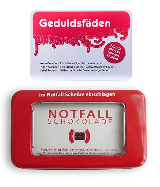 Notfallschokolade und Geduldsfäden im witzigen 2er Notfall-Set von Liebeskummerpillen