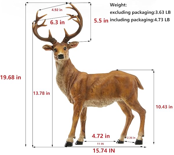 XTAPAN RESIN FEMALE DEER & STANDING MALE DEER FIGURINE ANIMALS STATUE HOME GARDEN YARD ORNAMENT LAWN OUTDOOR PATIO DECOR