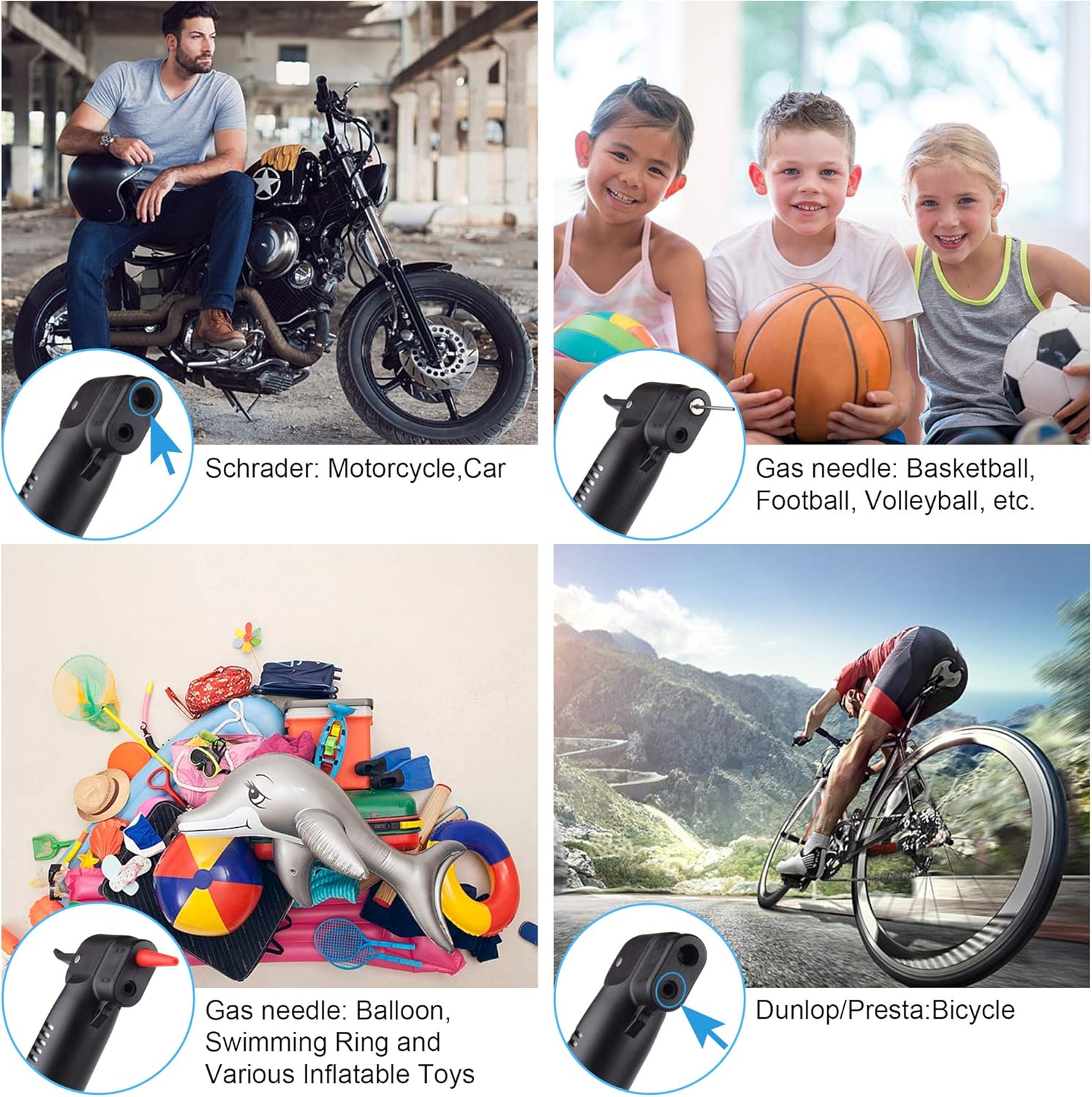 Mini Bike Pump Bicycle Tire Frame Pump 120 PSI High Pressure Portable Bicycle Air Pump Fits Presta & Schrader Floor Bike Tyre Pump for Road Mountain BMX Bikes Sports Balls, Inflatables Items(Silver) : Sports & Outdoors