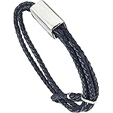 Forge & Foundry Men's Adjustable Black Braided Leather Bracelet | Drapers | Matte Black Stainless Steel Slider | Refined Hand-Crafted Jewelry, Designed by Jewelers, Forged for Men