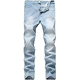 Qazel Vorrlon Men's Blue Skinny Jeans Stretch Washed Slim Fit Pencil Pants