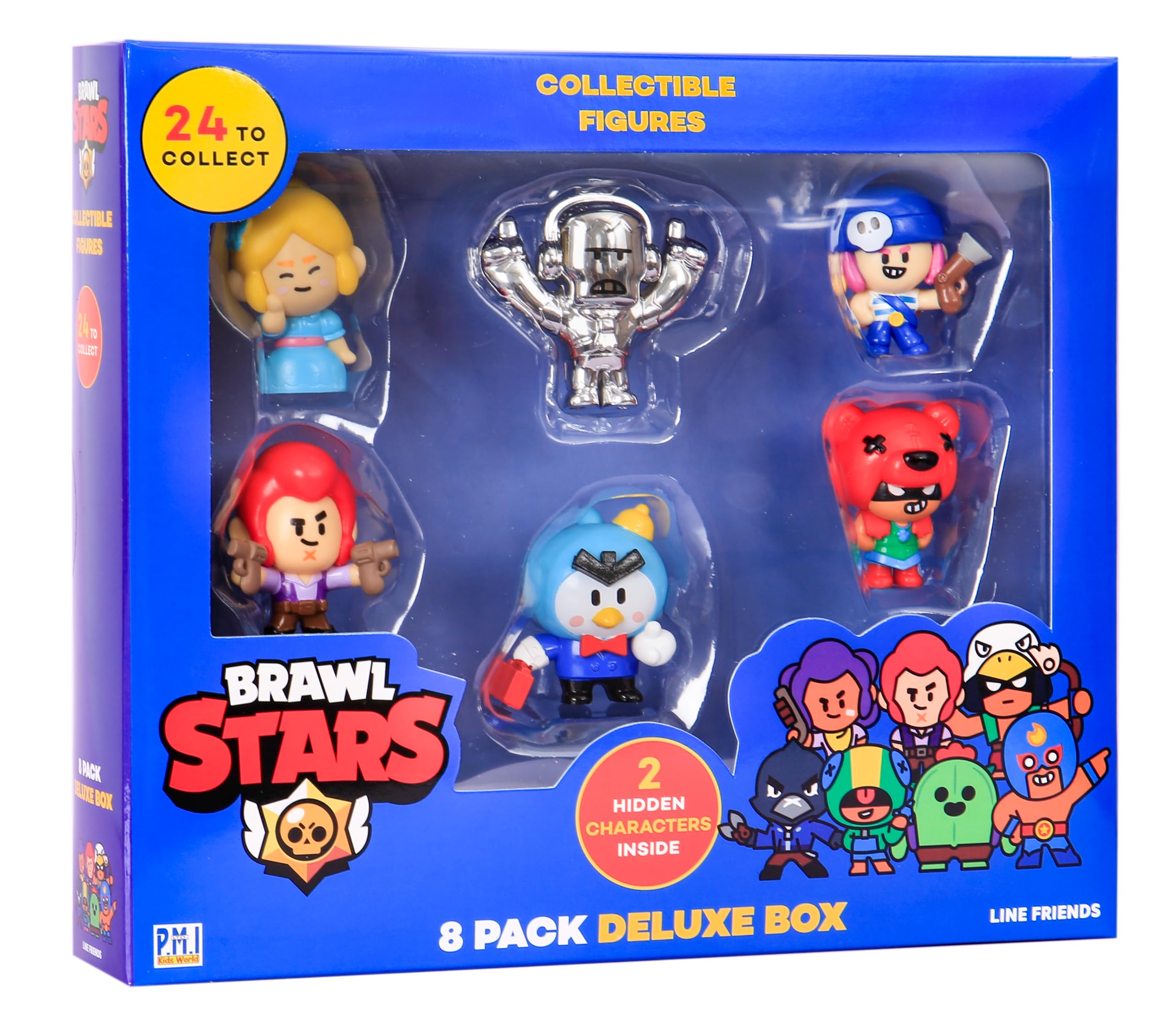 Brawl Stars P.M.I Collectible Figures - 8 Pack Deluxe Box -including 2 rare hidden characters (S1) (Random) (BRW2070)