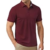 TACVASEN Golf Polos for Men Short Sleeve Dry Fit Lightweight Collared Shirt | Quick dry breathable polyester fabric | striped collar | for daily work athletic casual