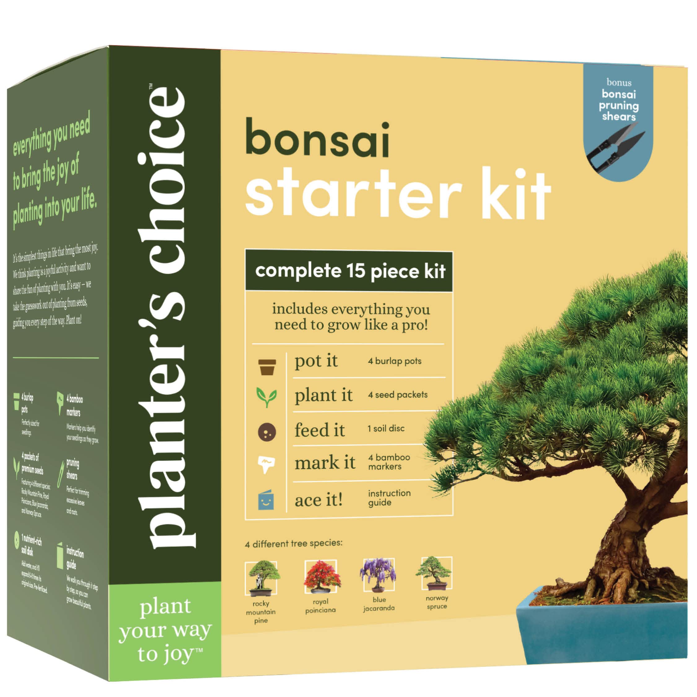 Bonsai Tree Growing Kit - Grow 4 Indoor Bonsai Trees - Plant a Garden from Seeds - Unique Gardening Gifts for Women & Men Gardeners : Unusual Gift Ideas - Adults Gardener Gifts : Plants Starter Kits