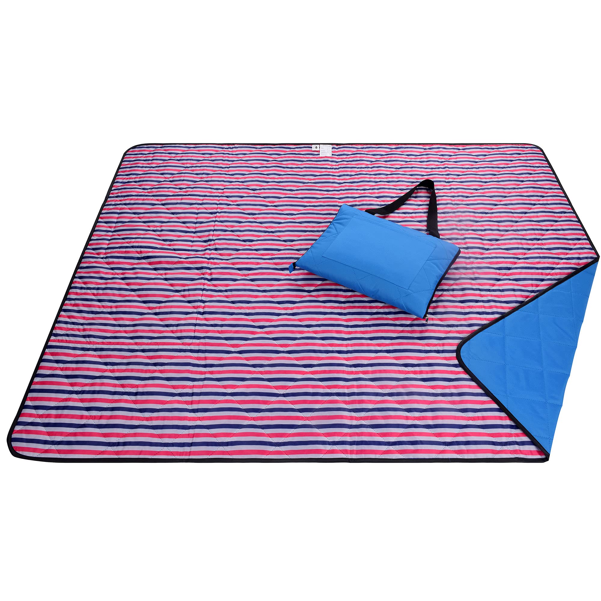 Photo 1 of Roebury Beach Blanket Sand Proof & Outdoor Picnic Blanket - Water Resistant, Large Mat for Camping or Travel. Washable, Foldable, Easy Carry Compact Tote Bag Stripes (Red/White/Blue)