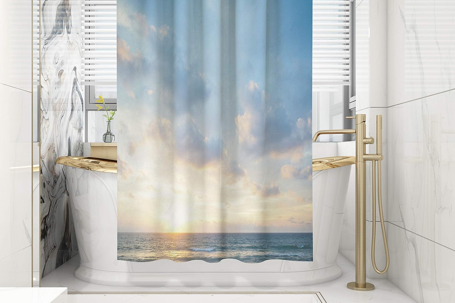 Washable Shower Curtain Liner,Pamime Est Hills Ed Mist In