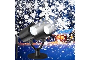 Christmas Snowflake Projector Lights Outdoor 2025 Upgraded Dual-Head Snowfall Led Lights with Timer Waterproof Snowflake Proj