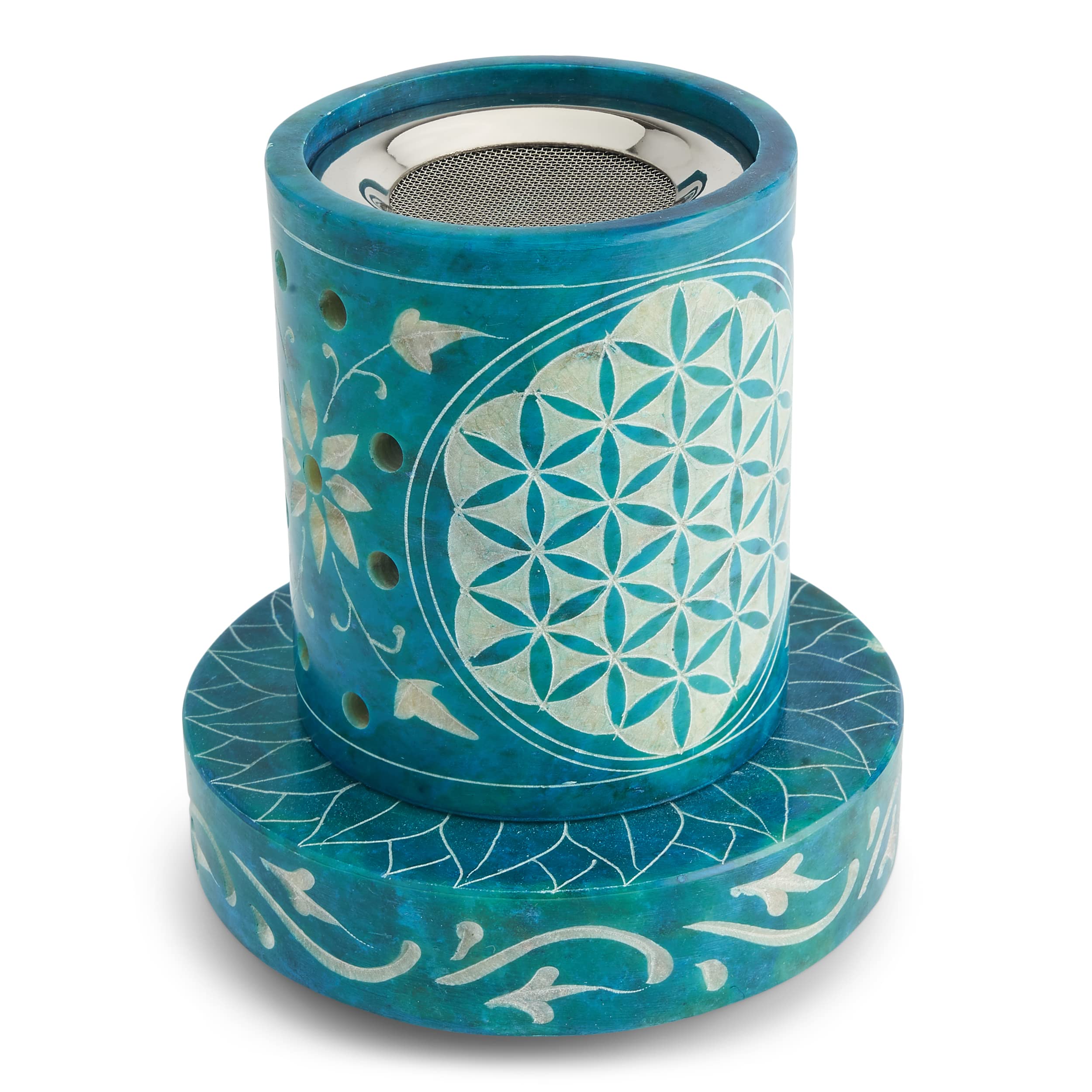 NKlaus Ø9,5cm incense burner soapstone turquoise with sieve incense burner for tealight 39170