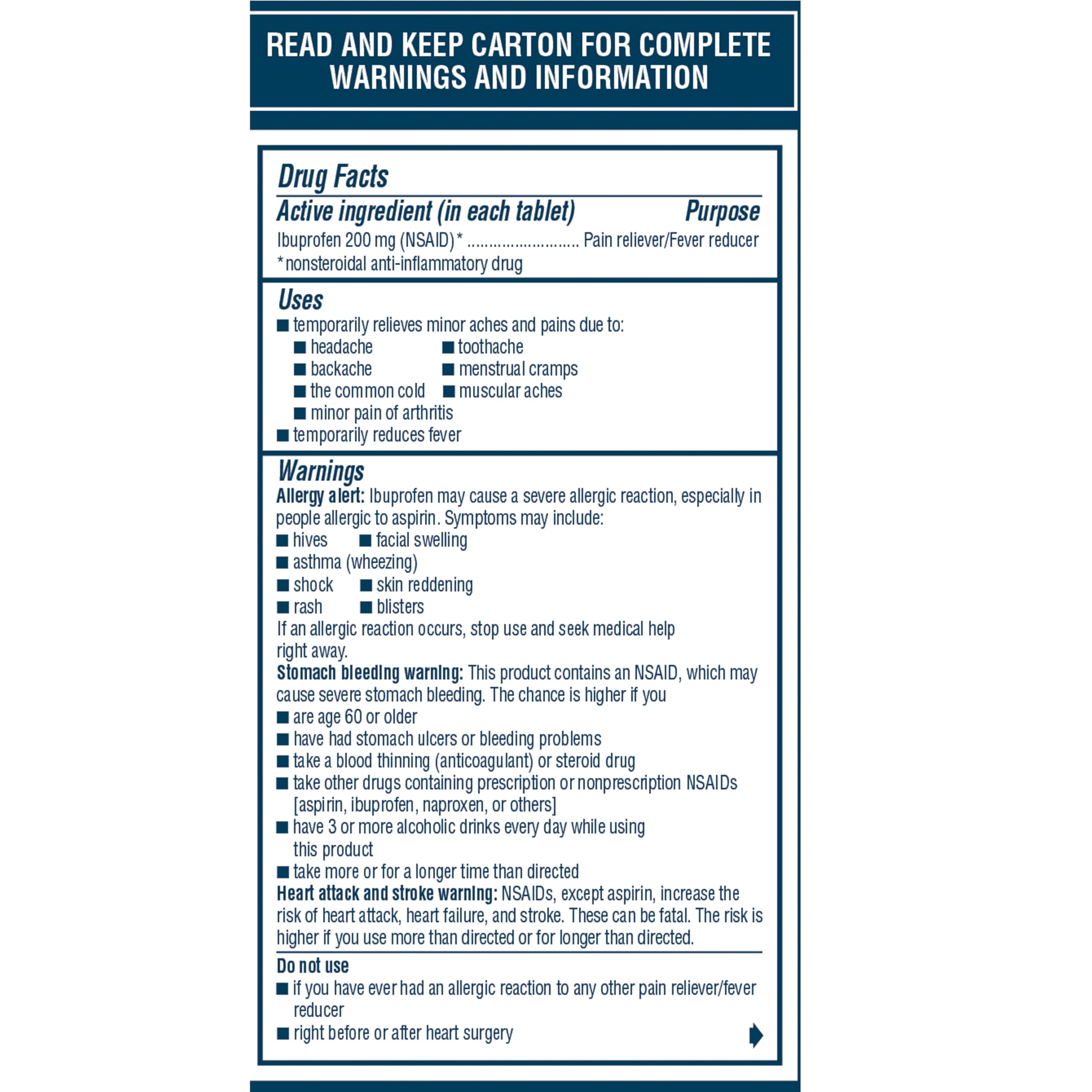 Advil Pain Reliever and Fever Reducer, Pain Relief Medicine with Ibuprofen 200mg for Headache, Backache, Menstrual Pain and Joint Pain Relief - 200 Coated Tablets