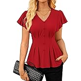 GRACE KARIN Summer Blouses for Women Dressy Casual, 2026 Ruffle Sleeve Peplum Tops, Business Work Shirt Fashioin Clothing