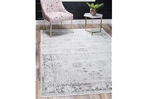 Unique Loom Sofia Collection Area Rug - Casino (6' 1" x 9' Rectangle, Gray/ Beige)
