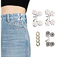 4-Pack Jean Button Pins - Adjustable Waist Tightener Clips for Pants & Jeans - Reusable Waist Cincher Buttons to Tighten Wais