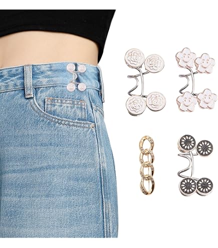 Lot De 6 Boutons De Serrage Pour Pantalon - Métal, Ajustable Sans Couture