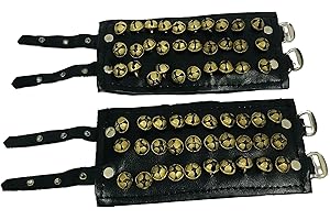 GAVYA INTERNATIONAL Ghungroo dancing bells ankle bells ghunghroo Black Leather pad three line ghungroo (30 + 30) Classical Dance Accessories Kathak dance brass bells (14 NO.) musical anklet for Bharatnatyam