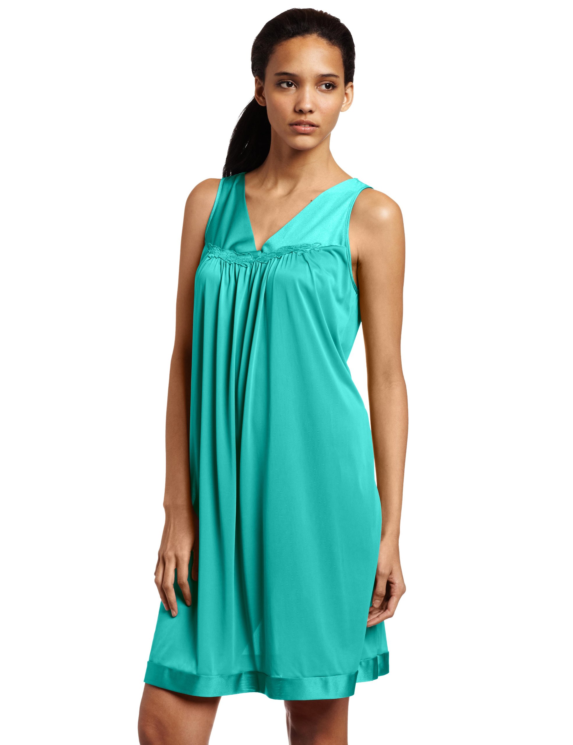 Exquisite Form Women's Colortura Short Gown - Sleeveless Nightgown With V-Neck