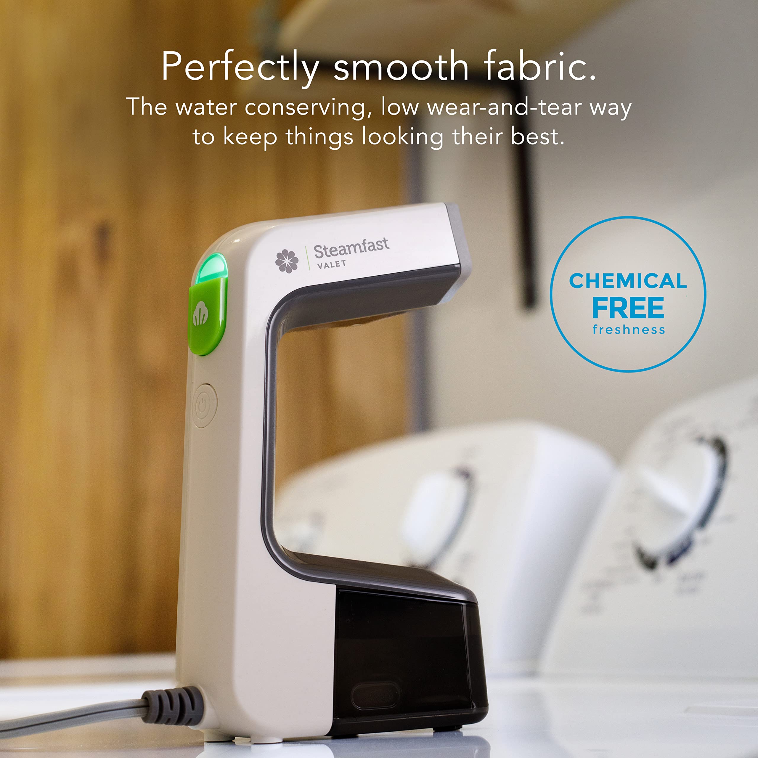 Steamfast VALET Handheld Garment Steamer, Chemical-Free, Removable Tank, Quick Heat-Up Time, Travel Friendly, White